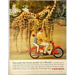 Honda 4-Stroke Motor Bike "You Meet the Nicest People on a Honda" Print Ad 1965